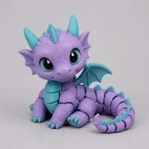 The source image: a purple and teal cartoon dragon figure seen from the front